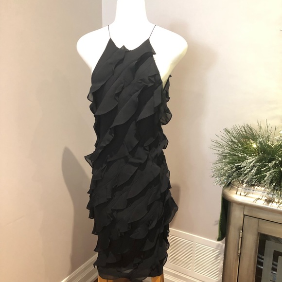 Womens Ralph Lauren black ruffles wavy evening cocktail dress size s - Picture 4 of 4